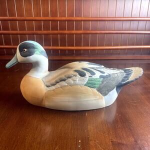 Vintage Royal Crown Porcelain Duck Decoy Figurine Hand Painted Signed J. Byron